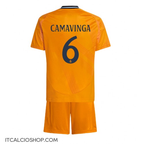 Real Madrid Eduardo Camavinga #6 Seconda Maglia Bambino 2024-25 Manica Corta (+ Pantaloni corti)